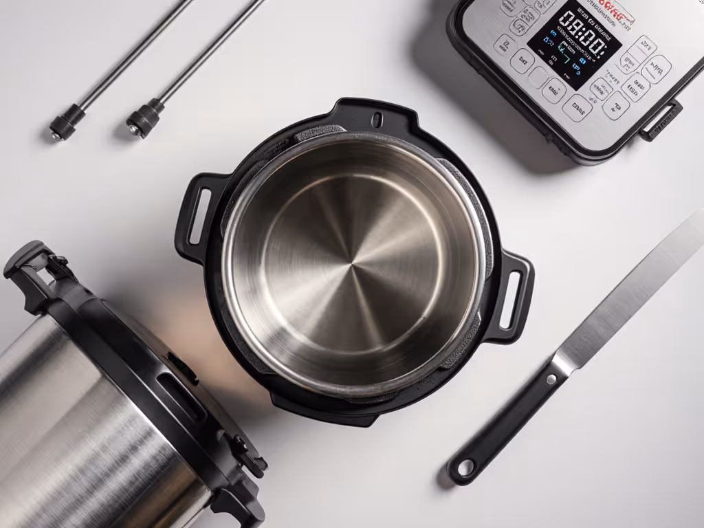 pressure_cooker_displaying_stainless_steel_inner_pot_and_control_panel_interface